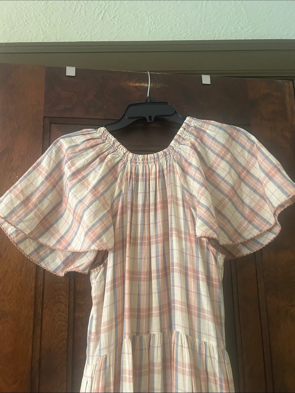 THE GREAT Light Plaid Tiered Maxi Dress with Puff Sleeves - Picture 8 of 9